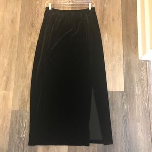 Chicos Maxi Black Velvet Skirt